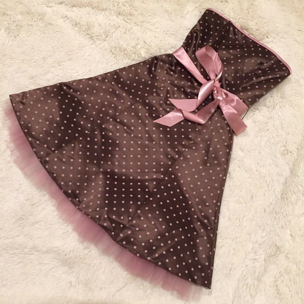 Jessica McClintock Polka Dot Strapless Dress NWT
